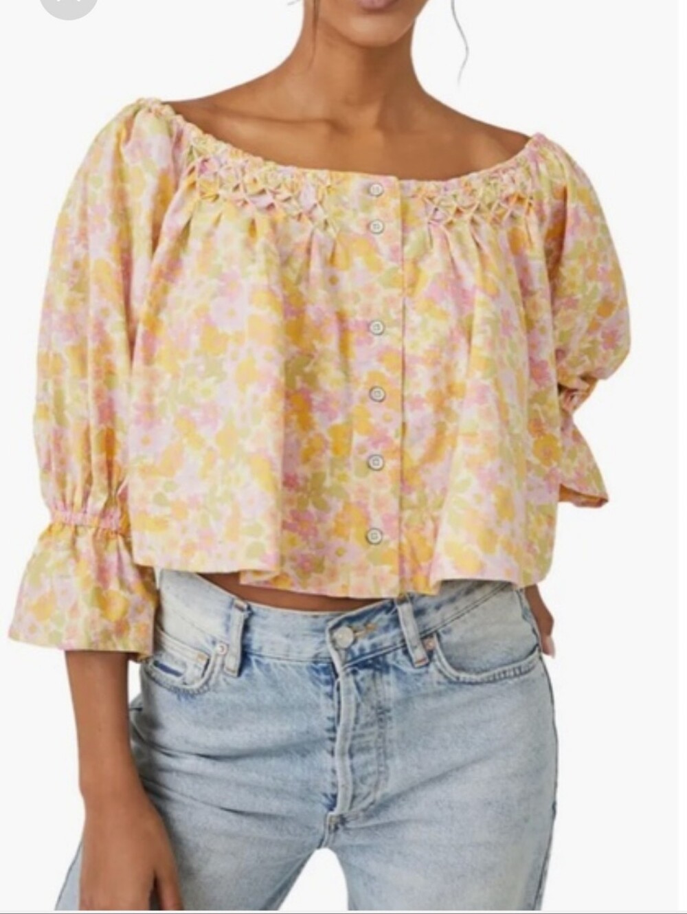 Free People James Off The Shoulder Crop Blouse Size Large